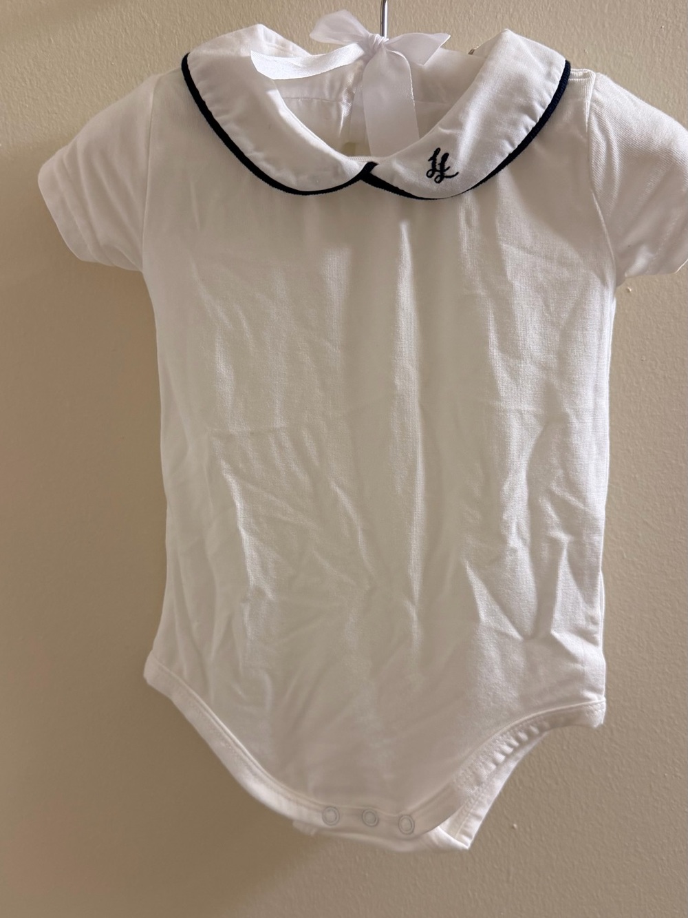 White Baby One-Piece with Trim Collar